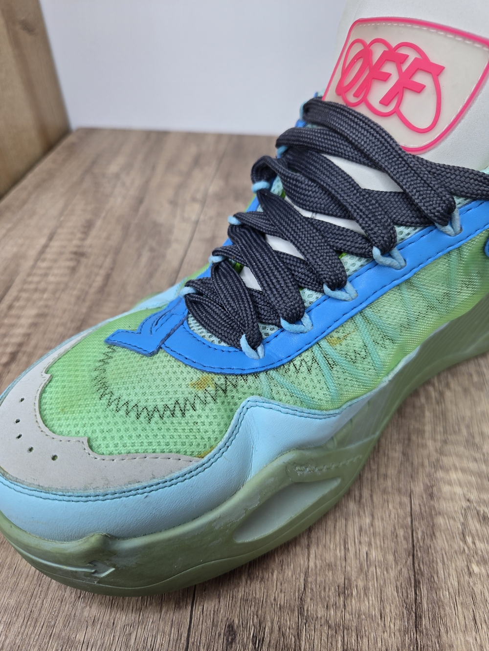 OffWhite Odsy 1000  Green Leather Mesh and Rubber Lace Up Sneakers Size 42 - Picture 9 of 13